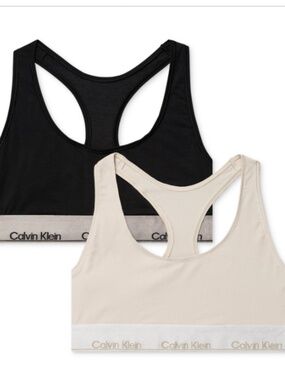 Calvin Klein Women's 2-Pk. Modern Cotton Unlined Bralette, XS BLACK/COCOON